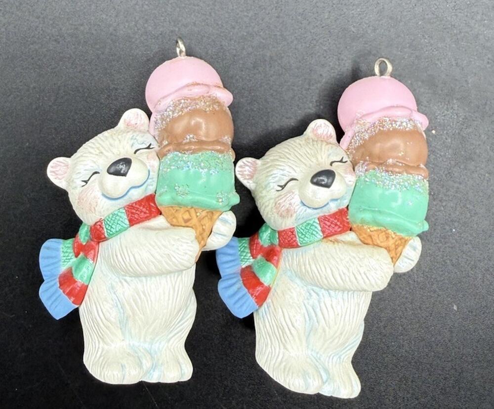 Hallmark "Triple Dippin" Bear Cub Keepsake Ornament Set Of 2 No Box -LO20